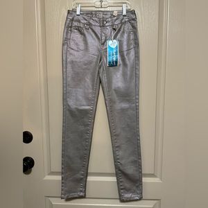 NWT JUSTICE PREMIUM JEANS, GIRLS, 12 SLIM, IRIDESCENT SHIMMERING FABRIC, NICE!!!